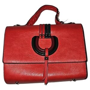 Calin handbag purse bright red vegan leather with adjustable strap